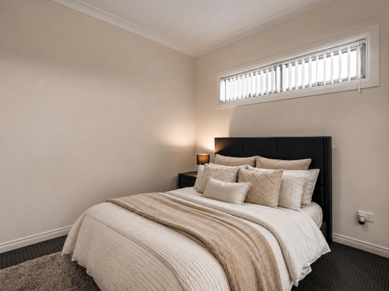 Master bedroom of Comfort at Clearview, a Luxe-managed holiday home in Clearview, Adelaide