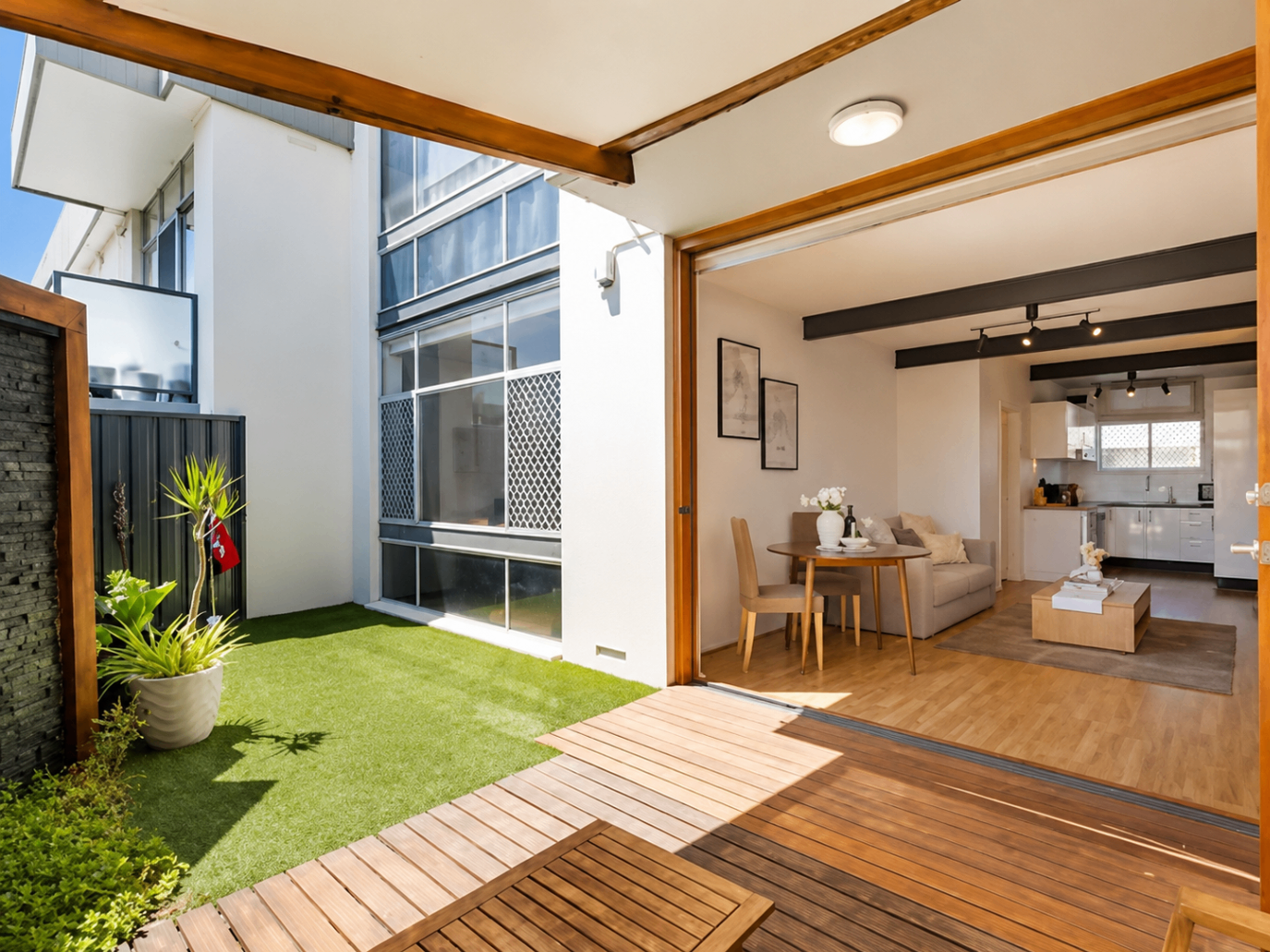 Outdoor area of Waterviews in West Beach, a professionally managed short-stay rental in West Beach, Adelaide