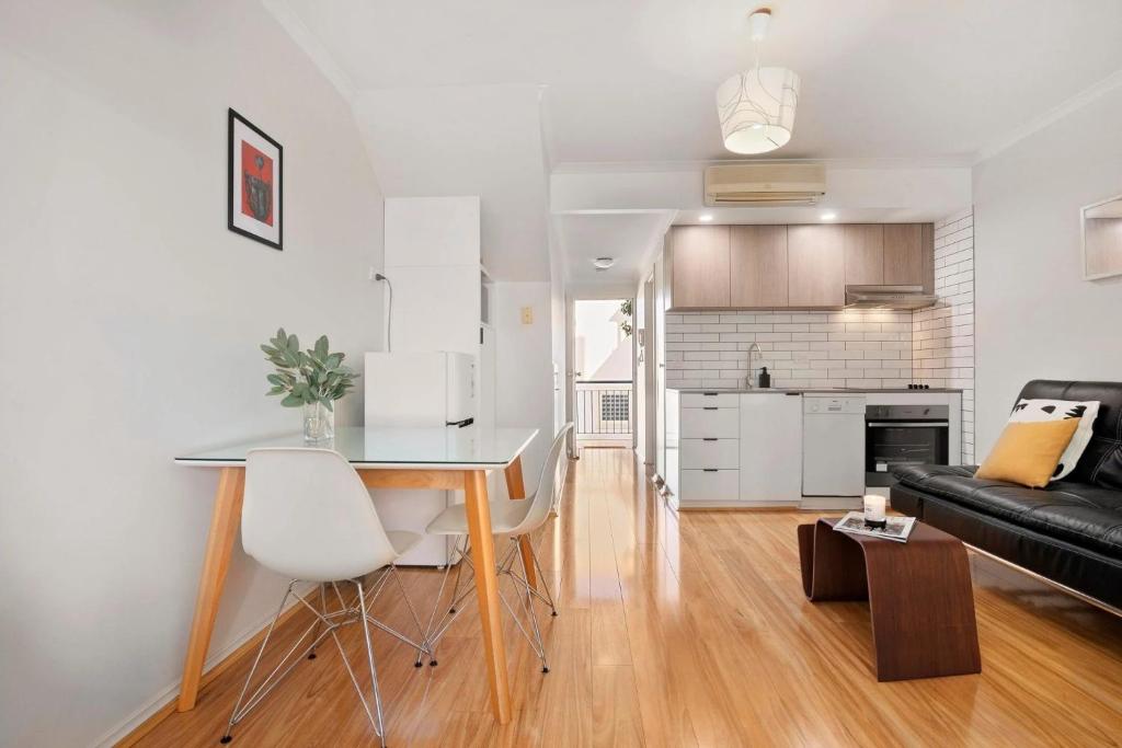 Modern kitchen in Nova Street Cabin, a professionally managed short-stay rental in Adelaide CBD, Adelaide