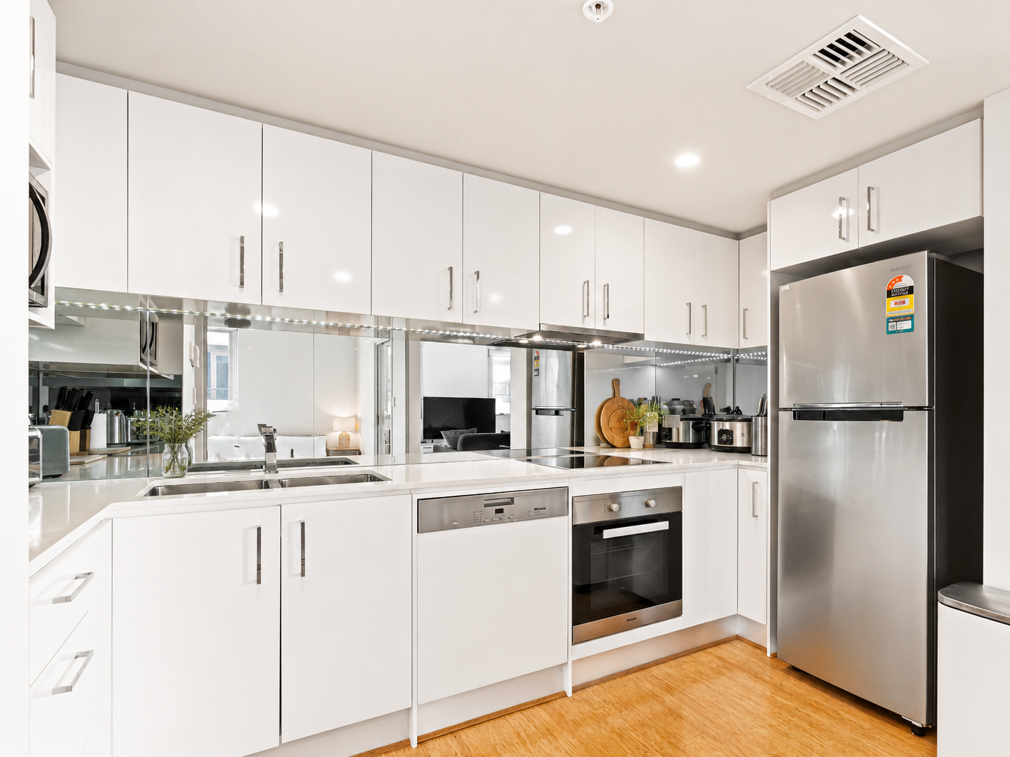 Modern kitchen in Parkland Vista Luxury Retreat, a Luxe-managed holiday home in Adelaide CBD, Adelaide