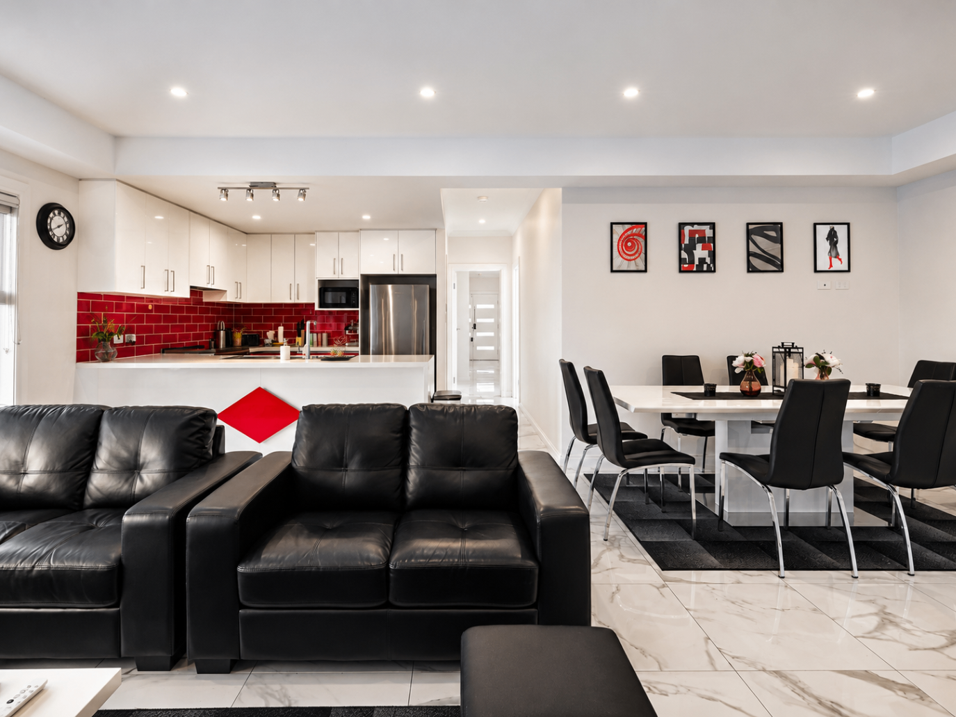 Renovated open-plan living area of Comfort at Clearview, a Luxe-managed holiday home in Clearview, Adelaide