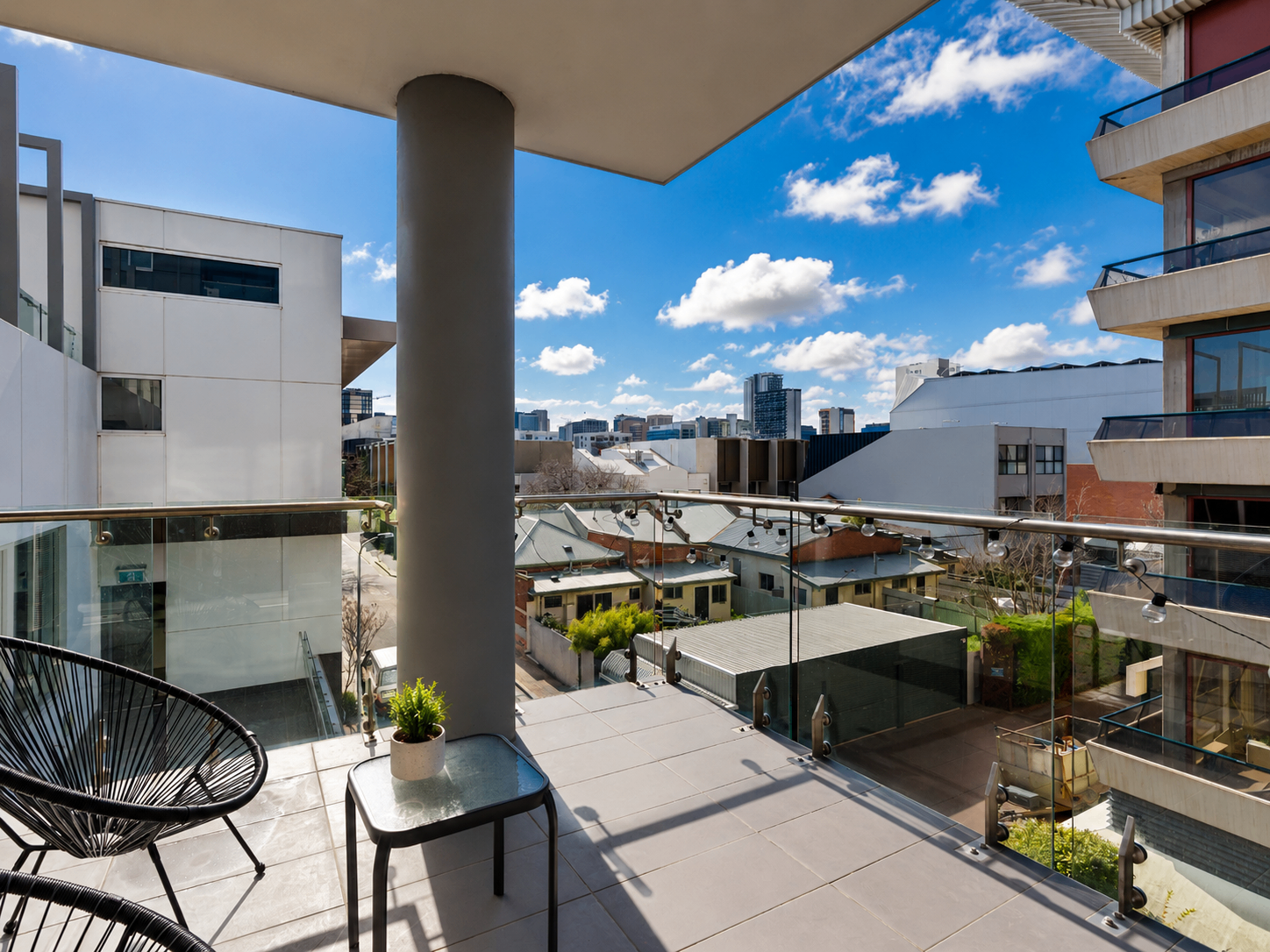 Outdoor area of Parkland Vista Luxury Retreat, a Luxe-managed Airbnb and holiday home in Adelaide CBD, Adelaide