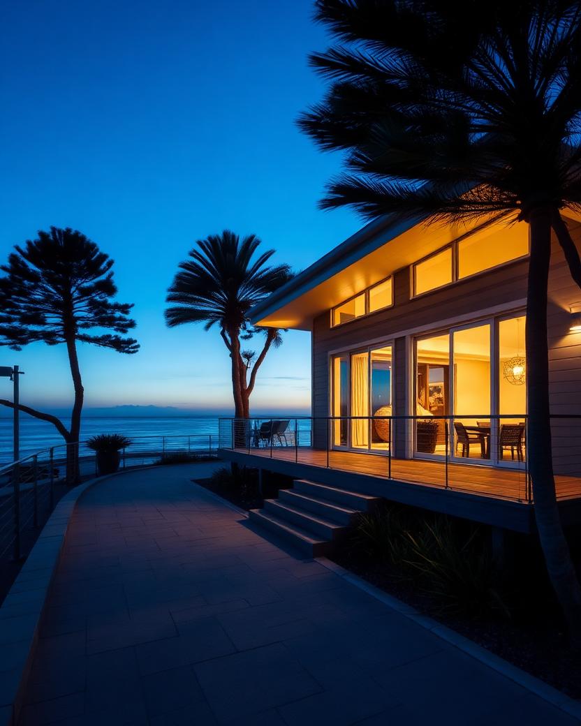 Henley Beach short-stay home at dusk managed by Luxe Managements